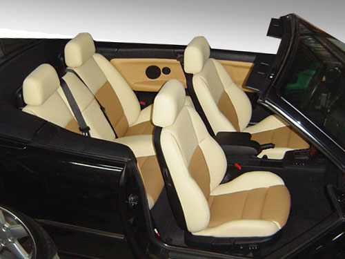 E36 cabriolet 本革ホワイト・ベージュ＆ブラウンアルカンターラ＆ホワイトステッチ